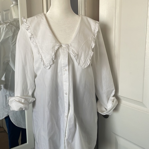 H&M oversized white ruffle button down shirt - Picture 4 of 7